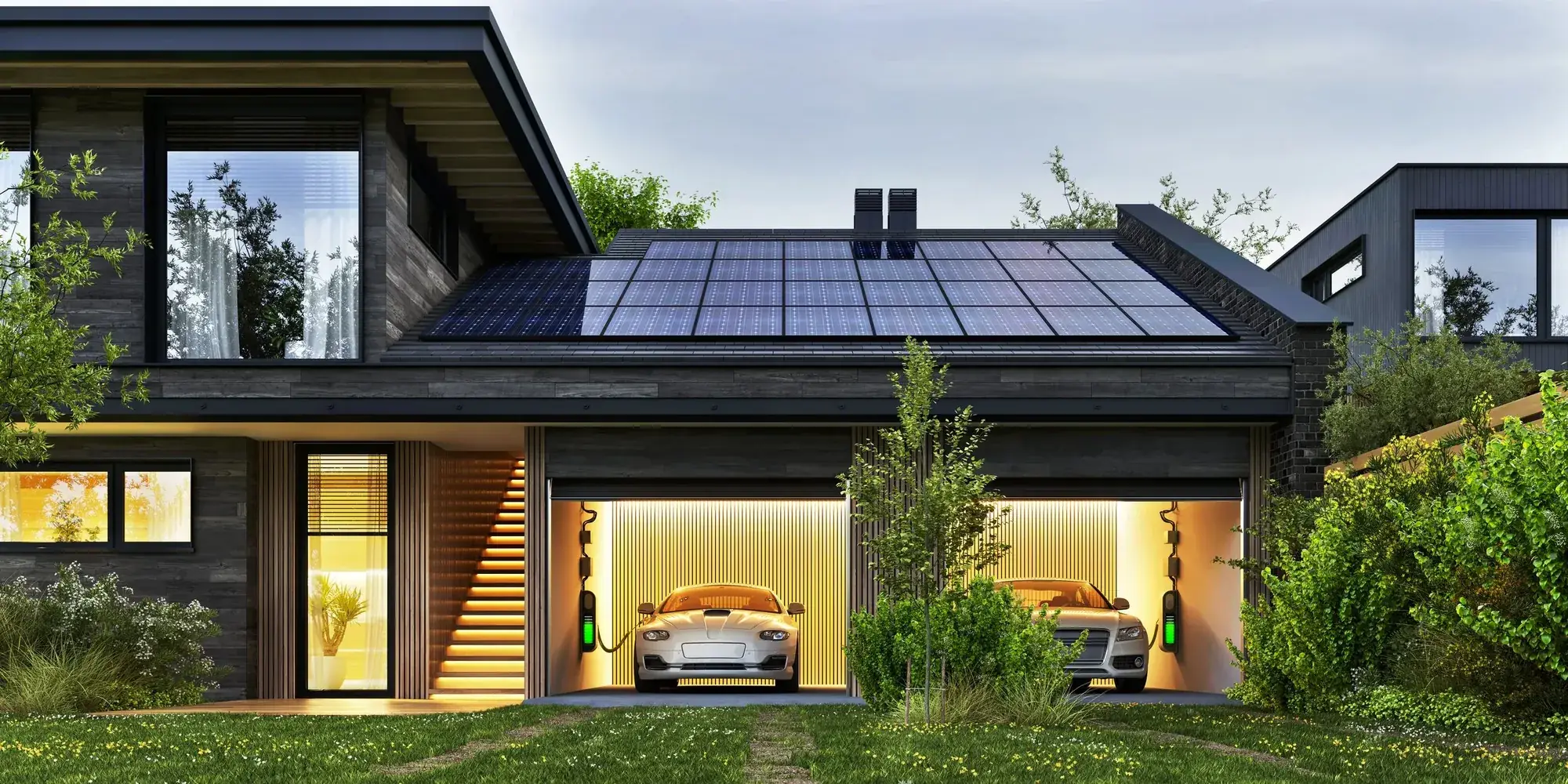 Modern home with rooftop solar