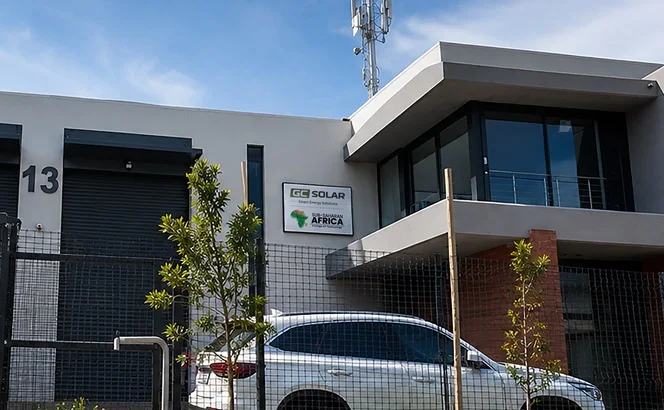 GC Solar branch building at number 13, with the GC Solar and Sub-Saharan Africa signs