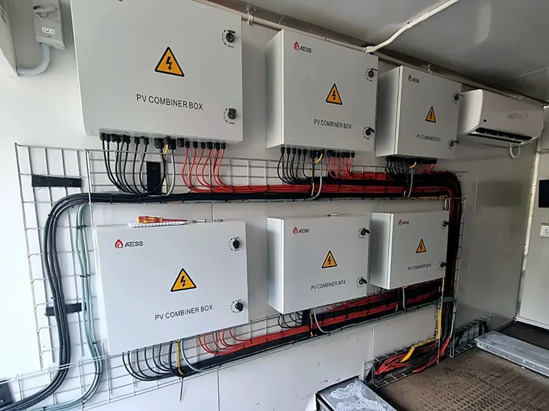 PV combiner boxes and cabling in the Springs plant room