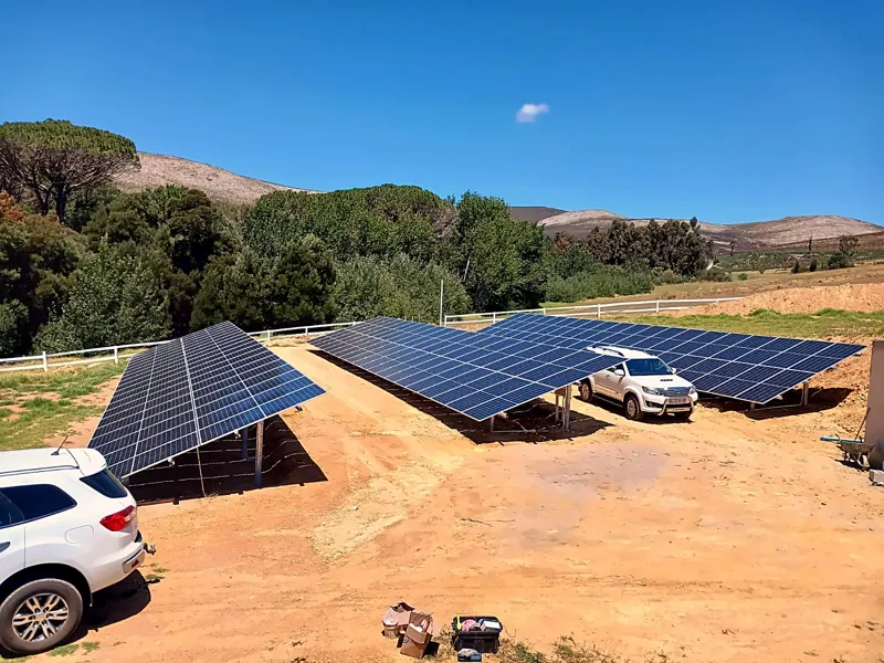 Ground-mounted solar array at Stanford